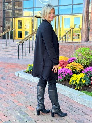 LULU-B ROUGED BLACK CARDIGAN