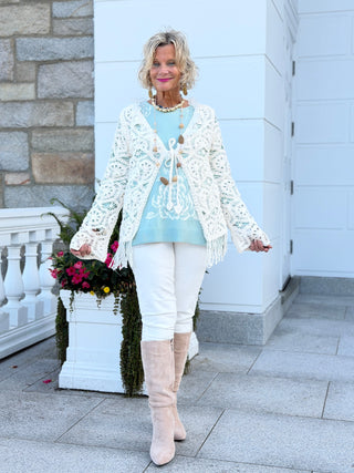 CREAM CROCHET CARDIGAN Cathys Place