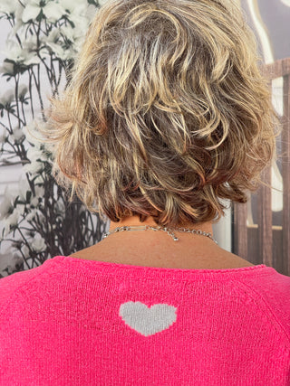 HOT PINK HEART SWEATER