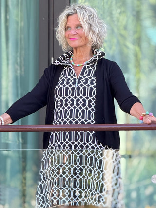 LULU B MIDNIGHT TRELLIS HALF ZIPPER DRESS LULU-B