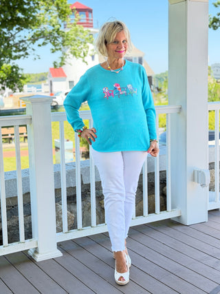 BEACH CLUB AQUA ADIRONDACK SWEATER LULU-B