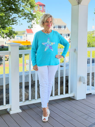 BEACH  CLUB AQUA STARFISH SWEATER LULU-B