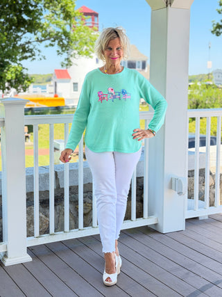 BEACH CLUB SEAFOAM ADIRONDACK SWEATER LULU-B