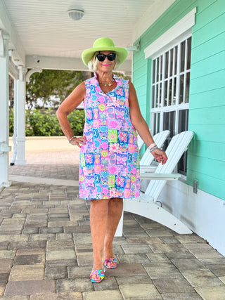 SANDY BEACH COLOR RUFFLE DRESS