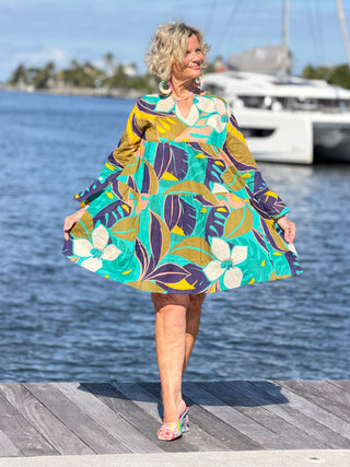 Vintage Leaf Ruffle Dress Cathys Place