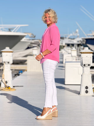 NAUTICAL NAVY HOT PINK SLEEVELESS TOP LULU-B