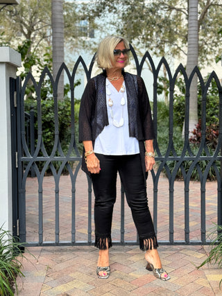 LULU-B BLACK FRINGE CAPRI