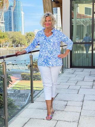 LULU B HIBISCUS COAST RUFFLE TOP LULU-B