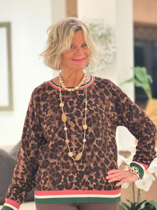 Women's Cheetah Print Knit Sweater Cathys Place