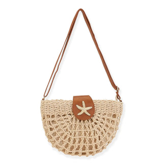 Natural, Paper Straw Crossbody Cathys Place