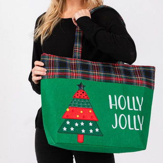 Holly Jolly Letter Christmas Tree Christmas Tote Bag