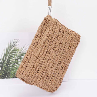 Faux Straw Multi Shell Front Flap Clutch Cathys Place