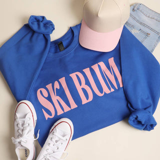 SKI BUM Suede-Like Flocked Logo Heavyweight Sweatshirt Fashion City