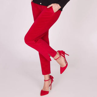 Women's Stretch Velvet Front Seam Pull-On Ankle Pant Cathys Place