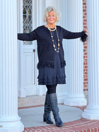 LULU B HOLIDAY FANCY BLACK RUFFLE DRESS LULU-B