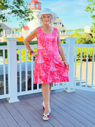 HARBOR LIGHTS RED SAILBOAT DRESS TANGO MANGO