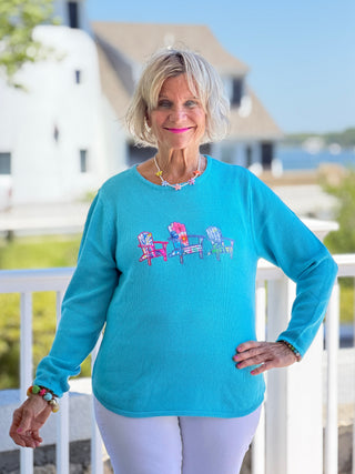 BEACH CLUB AQUA ADIRONDACK SWEATER LULU-B