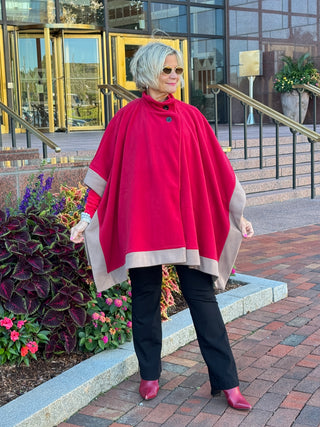 Red Womens Poncho Outer Coat