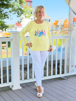 BEACH CLUB YELLOW SAILBOAT SWEATER LULU-B