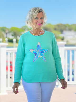 BEACH CLUB SEAFOAM STARFISH SWEATER LULU-B