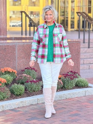 St. Patrick’s Day Green Plaid Cozy Shirt Jacket Shacket Lovesoft