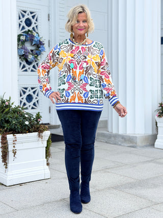 Women's Tipped Floral Lightweight Sweater Cathys Place