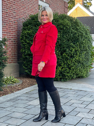 LULU-B RED NAVY VELOUR SKORT PREORDER SHIPS OCTOBER 31 LULU-B