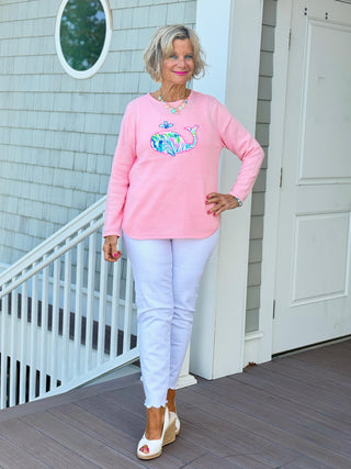 BEACH CLUB WHALE PINK SWEATER LULU-B