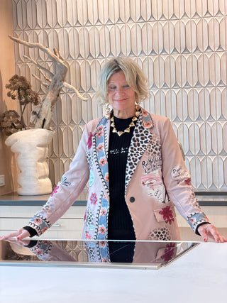 LUPA One Size Italian Parisian Chic Print Blazer  SHIPPING NOV 13-16 Cathys Place