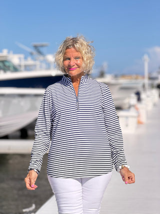 DOCKSIDE NAVY HALF ZIPPER TOP LULU-B
