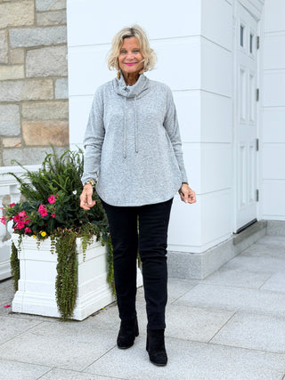 Women's Cozy Cowl Neck Solid Pullover Top FOREST Cathys Place
