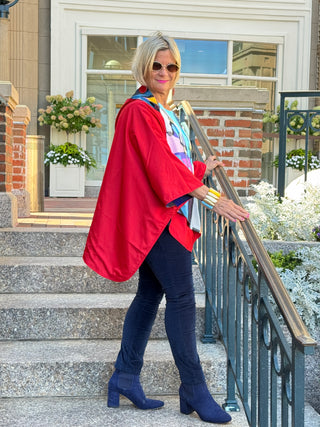 Red fashion Travel Reversible Rain Cape