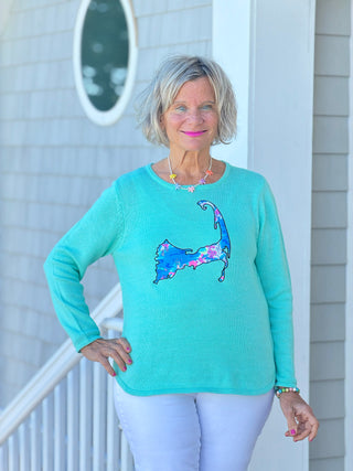 BEACH CLUB SEAFOAM CAPE COD MAP SWEATER Cathys Place