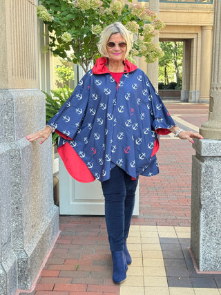 Navy / Red Reversible Rain Cape - Anchor Collection