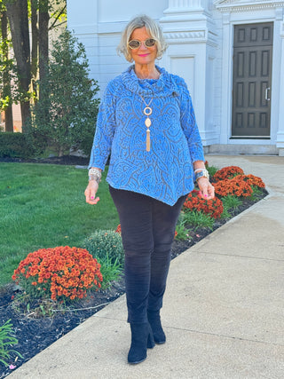HOLIDAY BLUE JACQUARD TOP