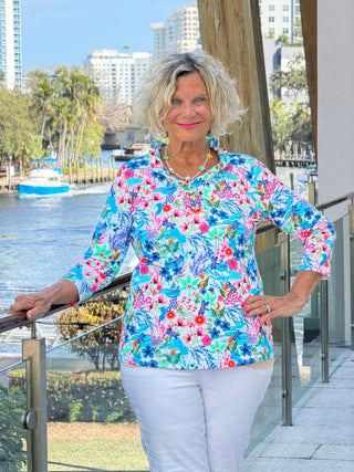 LULU B PARADISE GARDEN RUFFLE SLEEVE TOP LULU-B