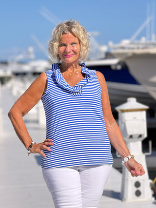 NAUTICAL BLU SLEEVELESS RUFFLE LULU-B