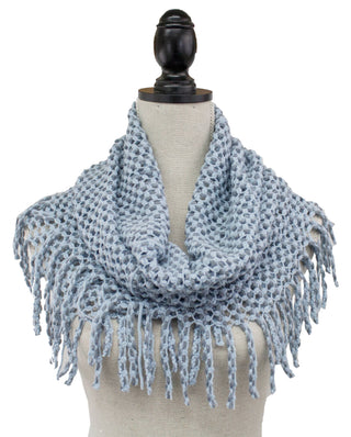 Warm Solid Mini Tube Infinity Scarf With Fringes Cathys Place
