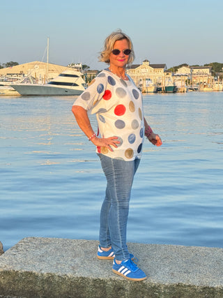 Poka Dot Dolmain top Final Sale