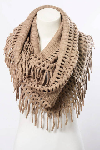 Tassel Fringe Knit Infinity Scarf - Bestselling Design Leto Accessories