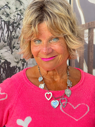 HOT PINK HEART SWEATER