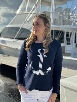 NAVY ANCHOR SWEATER