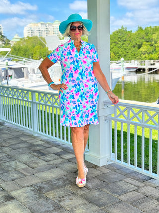 PINK PETALS SHORT SLEEVE DRESS