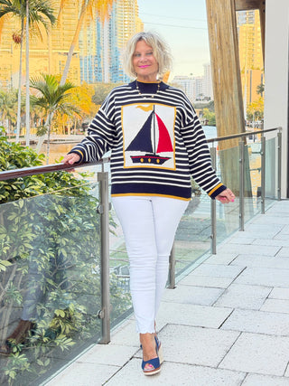 Nautical Stripe Sweater Top Cathys Place
