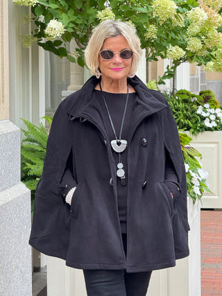 Black Womens Cape Poncho Coat