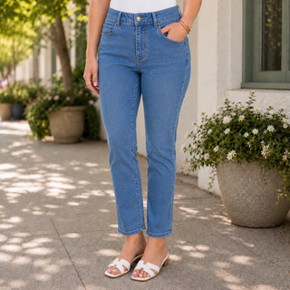 Women's Med Denim Wash Comfort Stretch Slim Fit Jeans Cathys Place