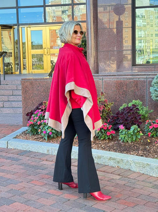 Red Womens Poncho Outer Coat