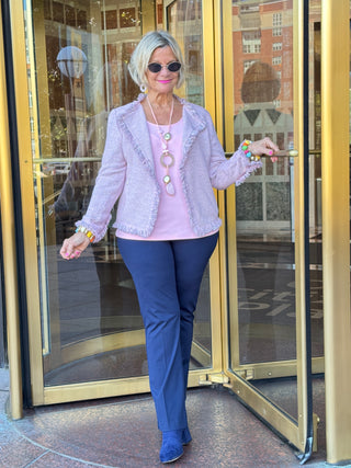 LULU-B CITY LIMIT PINK FRINGE JACKET