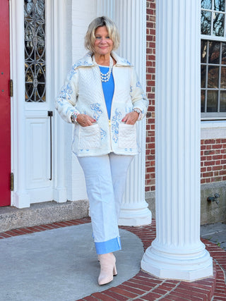 Women's Embroidered Quilted Shearling Jacket Cathys Place