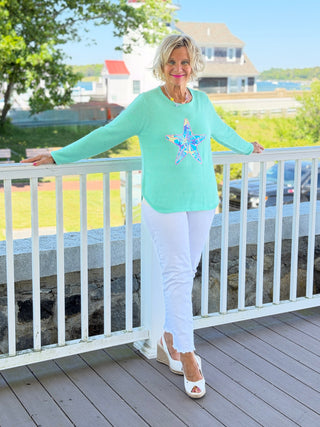 BEACH CLUB SEAFOAM STARFISH SWEATER LULU-B